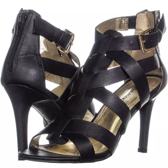 Rampage Shoes - Rampage Kelsie Black & Gold Strap Sandals Size 7.5